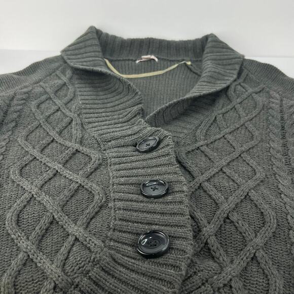 MERONA Thick Dark Gray Cable Knit Chunky Button Up Cardigan Medium - Picture 3 of 10
